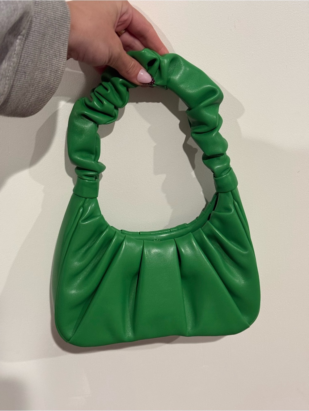 JW PEI Emerald Green Ruched Handle Shoulder Bag